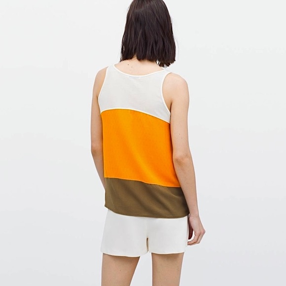 ZARA W&B Collection Mixed Media Paneled Color Block Sleeveless Tank Top - Picture 5 of 14